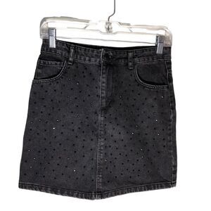 Denim Co. Teen's Black rhinestone Denim Button Fly Mini Skirt Size 7